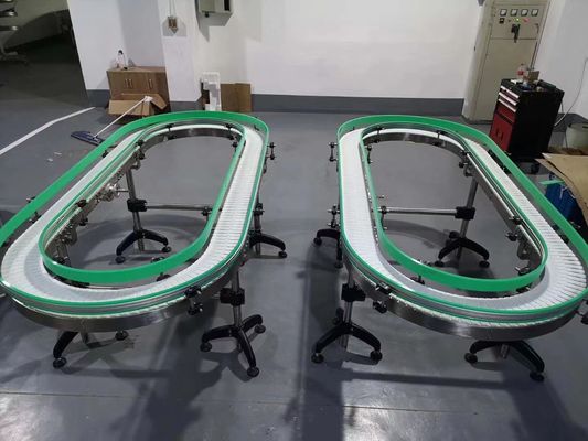 Μπλε άσπρη πράσινη καμπύλη στροφής PVC ζώνη μεταφορέων 90 βαθμού ζώνη μεταφορέων 180 βαθμού